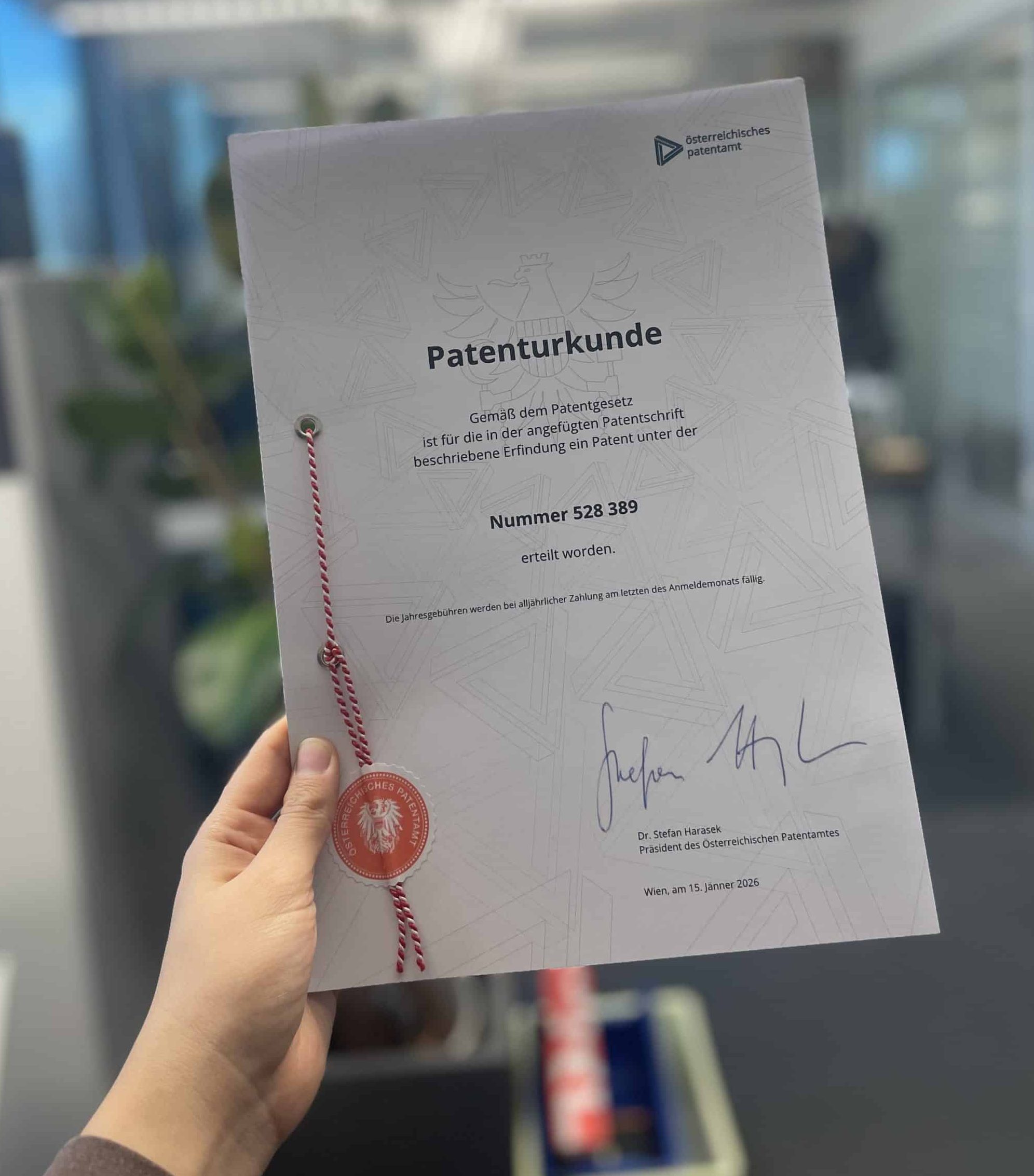 MoldFront Patenturkunde